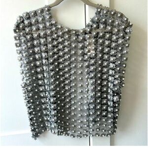 Anthropologie SAACHI Pearly Beaded Floral Lace Top: One Size